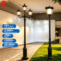 Lampadaire LED sur Poteau en Fer Galvanisé à Chaud IP65, Style Antique Européen, Personnalisé en Usine, pour Jardin et Villa
