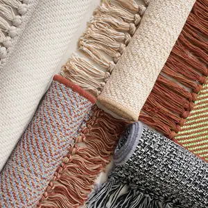 Zenginlik taban OEM Boho yıkanabilir geri dönüşümlü pamuk kilim püsküllü dokuma alan kilim Entryway oturma odası için mutfak paspasları halılar - Product Image 6