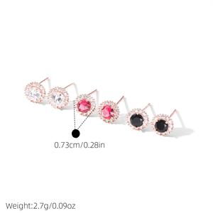 Boucles d'oreilles tendance pour femme, en cuivre, avec diamant carré, cœur, clous d'oreilles en argent, zircon <span class=keywords><strong>cristal</strong></span> serti griffe, style <span class=keywords><strong>Paris</strong></span> - Product Image 4