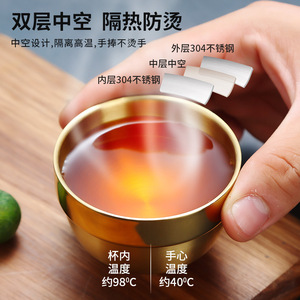 Stainless Steel Tea Cup 1-100Ml Round Gold Spirits Cup For Party Kung Fu Tea Soju - Product Image 4