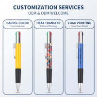 4-in-1 Mehrfarbiger Kugelschreiber mit Metallclip, 1,0mm Glatt Schreibende Plastikstifte mit Schwarzer, Blauer, Roter, Grüner Tinte, Individuelles Logo Transferdruck OEM