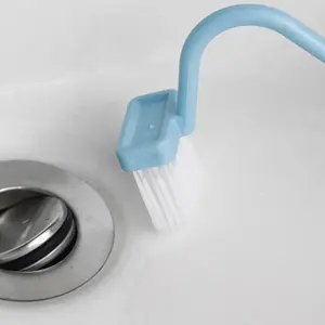 Brosse de nettoyage de toilettes en plastique courbée en forme de V pour les coins et les rebords de la salle de bain, des fenêtres et des bords de toilettes de cuisine - Product Image 5