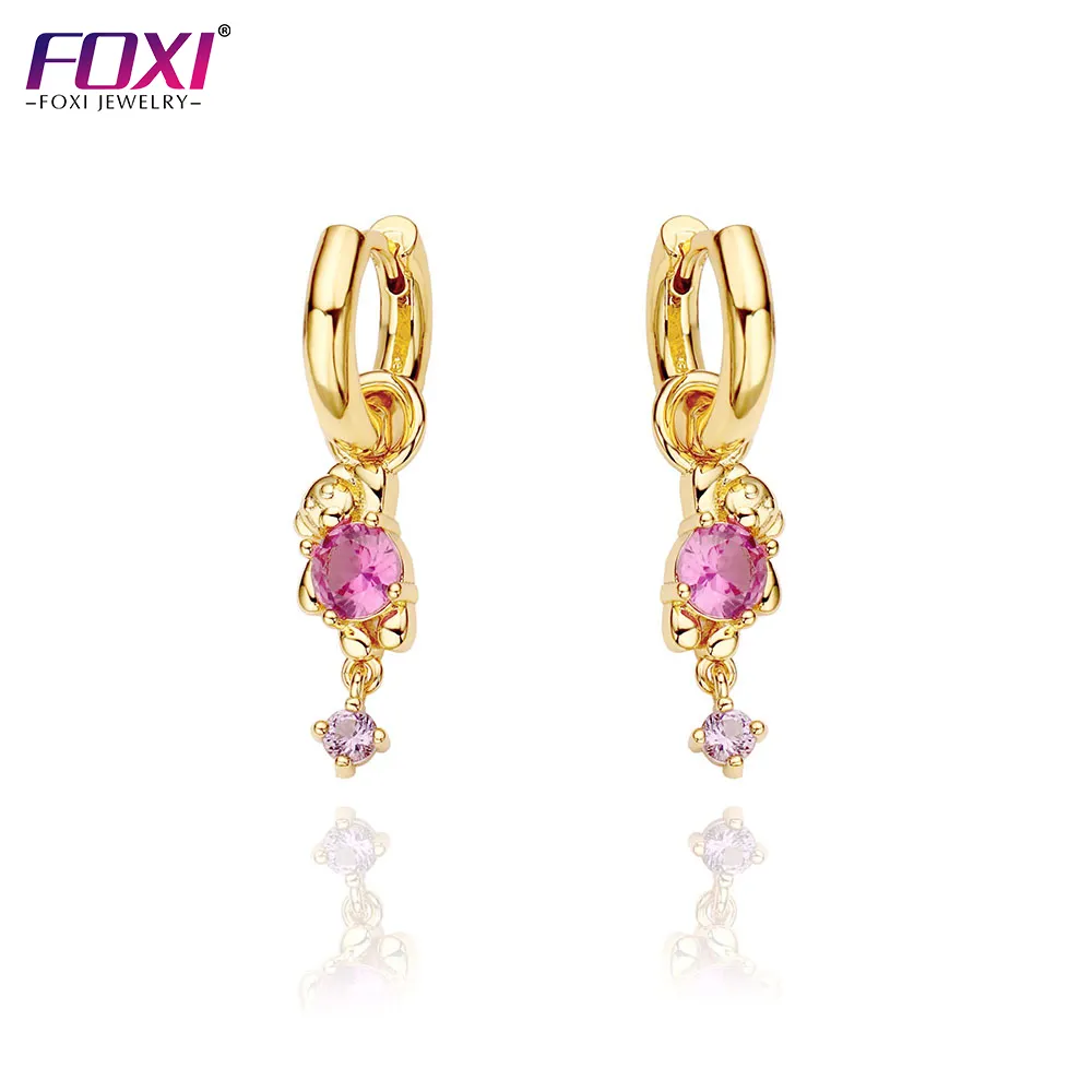 cute customized gold plated jewelry earrings crystal cz two use detachable dangle earring