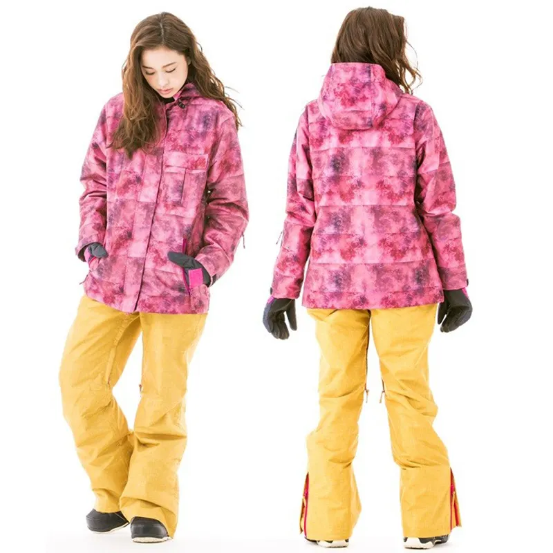impermeable traje de nieve chaqueta y pantalones Traje de esquí para mujer 2 piezas 