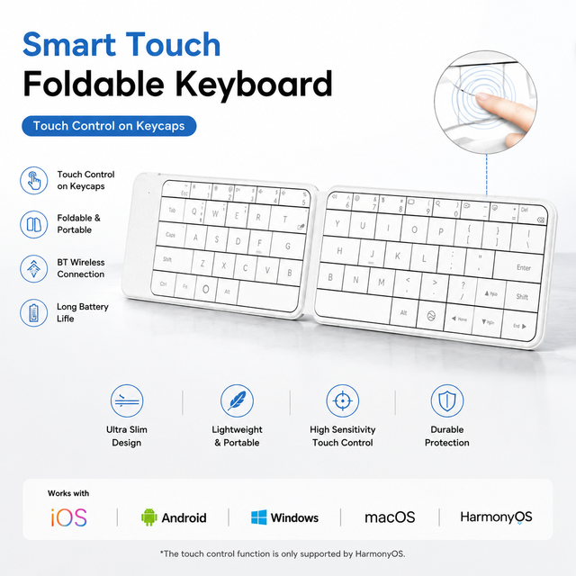 New Foldable Wireless Keyboard with Touchpad Smart Touch Control Portable Mini Keyboard for Tablet Phone iOS Android Windows