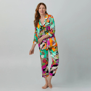 Conjunto de Pijamas de Bambu Respirável Algodão Feminino Homewear Meninas Pijamas Oversized Manga Longa Loungewear Pijamas - Product Image 6
