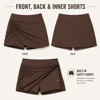 Jupe-short de tennis personnalisée pour femme, séchage rapide, froncée sur les côtés, avec short intégré, pour les matchs et le sport quotidien