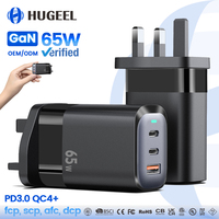 Charger GaN 65W Grosir Pabrik, Tipe C PD Pengisian Cepat, Adaptor Perjalanan EU UK US untuk Ponsel, Tablet, Laptop, Kit Kabel Charger USB