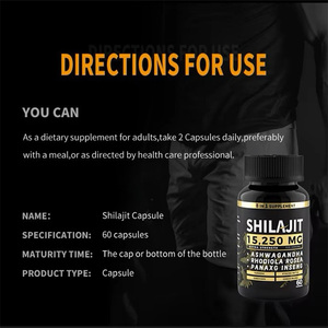 Complément alimentaire en capsules de Shilajit naturel à haute puissance, enrichi en Ashwagandha et en acide fulvique 8 en <span class=keywords><strong>1</strong></span>, pour adultes, 120 jours de consommation - Product Image 5