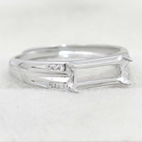 Sterling Silber 4*10mm Semi Mount Herren Ring rahmen Leere leere Klaue Einstellung S925 Basis halter ohne Mittelstein für DIY Inlay