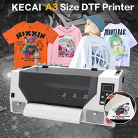 Printer DTF Desktop Dual-Head KECAI A3 XP600/I1600 Thermal Transfer Flatbed 30CM untuk Pakaian dan Kostum