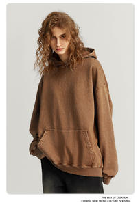 Ventes en gros de sweats à capuche unisexes surdimensionnés avec logo personnalisé brodé et embossé, design de boutons, streetwear, mode, confortables et décontractés - Product Image 3