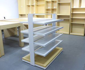 Soporte de exhibición de <span class=keywords><strong>centro</strong></span> de tienda de 4 estantes, estantes de Venta caliente, estantes de exhibición extraíbles con marco de hierro, soporte de góndola de tienda - Product Image 6