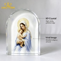 Plaque en cristal Vierge Marie, icône religieuse catholique Madonna et Enfant imprimée UV, souvenir religieux chrétien, cadeau de baptême et de communion