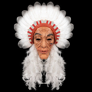Masque de cosplay de chef indien pour Halloween, en latex souple avec plumes, masque intégral pour costume de carnaval, fête de cosplay pour adulte - Product Image 3