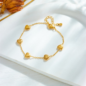 Heart Shape Gold Plated Charm Bracelet For Women Gift Jewelry Stainless Steel Chain B1095 - Product Image 2