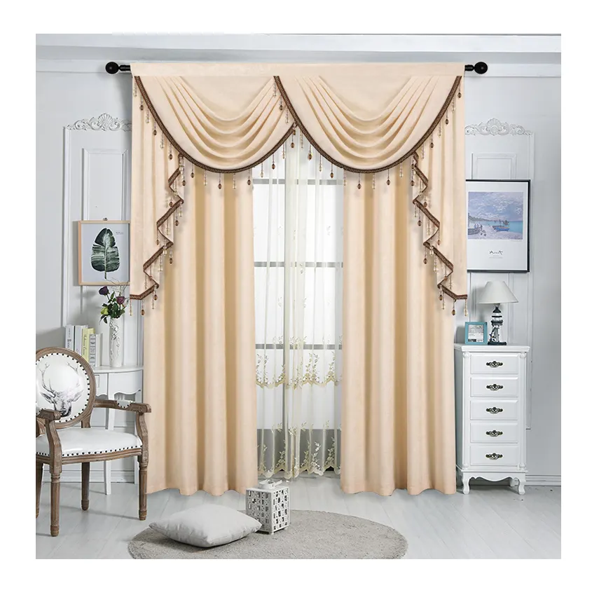 wholesale modern cloth kitchen door bedroom luxury valance blackout fabric curtains for the living room