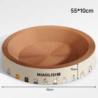 Vente en gros de papier ondulé rond résistant à l'usure et sans perte extra large planche à gratter intégrée pour chat lit pour chat