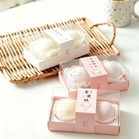 Boîte à dessert rectangulaire en plastique PET transparent rose, jetable, pour gâteaux moelleux, 2 compartiments, impression personnalisée, pour emporter, OEM usine