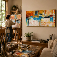 Vente en gros et dropshipping : Peinture à l'huile Art Déco blanche 100 % faite à la main, sur toile de coton 450 GSM, tailles personnalisées pour usage domestique et commercial