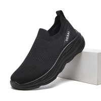 Chaussures de marche décontractées pour hommes en gros, baskets respirantes en tissu avec semelle épaisse et confortable, type chaussettes