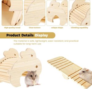 Escondite para Cobayas, Escondite de Madera para Hámster, Casa de Madera Natural para Hámster, Refugio de Madera Maciza para Mascotas Pequeñas - Product Image 5