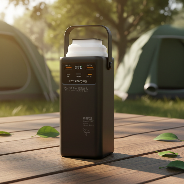 100000mAh 3rd-Gen Outdoor Power Bank 22.5W Fast Charge 4 Built-in Cables, 6-Device Sync, LED Camping Light, 10-Safety Protection