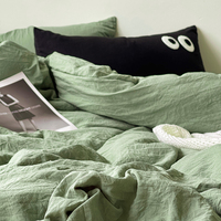 Ensemble de literie 4 pièces super doux et respectueux de la peau, design couleur AB, couleur unie simple, ensemble de linge de lit teint réactif