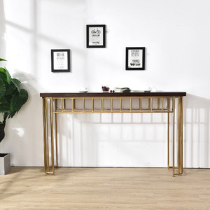 Comptoir en barre de fer, <span class=keywords><strong>table</strong></span> en bois massif pour la maison, salon moderne, coin de véranda, <span class=keywords><strong>table</strong></span> <span class=keywords><strong>haute</strong></span> à poser contre le <span class=keywords><strong>mur</strong></span> - Product Image 5