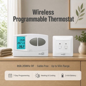 Thermostat programmable <span class=keywords><strong>sans</strong></span> <span class=keywords><strong>fil</strong></span> 868,35 MHz pour chauffage et refroidissement, compatible avec les systèmes de radiateurs et de planchers chauffants - Product Image 1