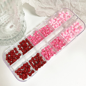 Wholesale Hot Sale 12 <b>Grids</b> Sweet Red Rose Pink Resin Bow Nail Charms 3D Bow Tie Nail Art Decoration - Product Image 5