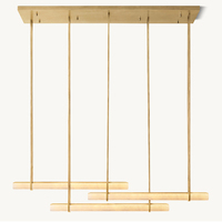 Lustre linéaire triple barre en albâtre, luminaire suspendu LED long et moderne pour îlot de cuisine et salle à manger