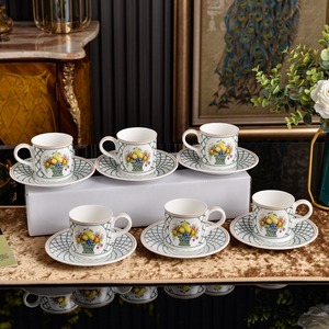 Wholesale White Garden basket Painted Fruit basket Coffee Cup Double Ear Bowl Dinner Plate Soup Plate Tableware Large Set - Product Image 2