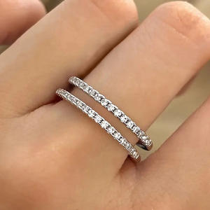 A154 Anelli Classici da Donna con Diamanti Taglio Brillante Rotondo Colore G Naturale Gioielli per Fidanzamento - Product Image 1