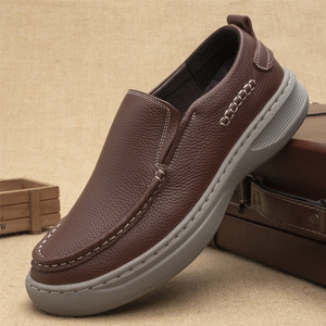Mocassins pour hommes en cuir véritable d'automne, bout rond, semelle EVA, chaussures décontractées confortables - Product Image 2