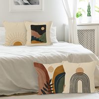 Lot de 4 housses de coussin motif Montagne Arc-en-ciel Lever de Soleil, 45 x 45 cm, Housse de coussin abstraite pour lit, canapé et décoration de salon