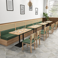 Muebles de restaurante de pizza de comida rápida, tapizado español, cafetería, banqueta, mesa interior y Banco, silla, asiento, sofá