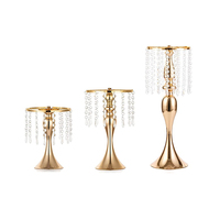 Vase en métal doré et argenté, support à fleurs en cristal, grand support à fleurs en cristal pour centre de table de mariage