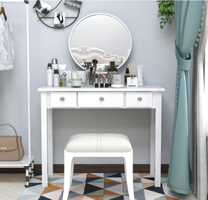 Scrivania Compatta per Ufficio Domestico con Cassetti, Tavolo <span class=keywords><strong>da</strong></span> Studio per <span class=keywords><strong>Camera</strong></span> <span class=keywords><strong>da</strong></span> <span class=keywords><strong>Letto</strong></span>, Tavolo <span class=keywords><strong>da</strong></span> Trucco Salvaspazio, Regalo Bianco - Product Image 6