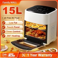 Freidora de Aire Eléctrica de 15L, Multifuncional, Gran Capacidad, Horno Inteligente con Ventana Visual, 1400W, Protección Contra Sobrecalentamiento