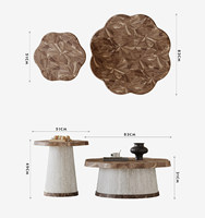 Table basse en bois de luxe haut de gamme, en forme de fleur, créative, pour salon, ensemble de tables basses design, dernière collection, en vente