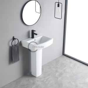 Diseño geométrico tridimensional con lavabo de columna de estilo simple para espacios de baño modernos. - Product Image 1