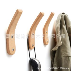 New cross-border wooden hook room coat rack <b>clothes</b> hanger wall-mounted <b>storage</b> behind door entryway <b>clothes</b> - Product Image 2