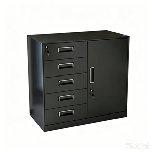 Armoire de classement murale en acier, mobilier de bureau sécurisé, <span class=keywords><strong>casier</strong></span> en acier à 1 porte, armoire basse à <span class=keywords><strong>5</strong></span> <span class=keywords><strong>tiroirs</strong></span>, <span class=keywords><strong>casier</strong></span> de classement noir - Product Image 1