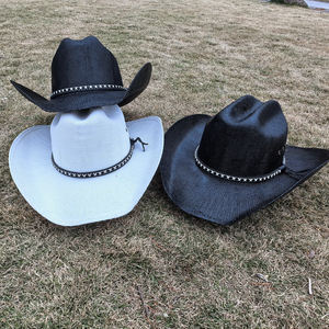 Sombrero Vaquero de Paja de Papel para Hombre Estilo Americano Western de Texas con Ala Moldeable de Cubierta Dura y Cuerno Largo Tipo Cattleman <span class=keywords><strong>Boa</strong></span> México - Product Image 6