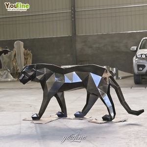 Scultura esterna moderna in metallo Color oro animale in acciaio inox pantera - Product Image 5