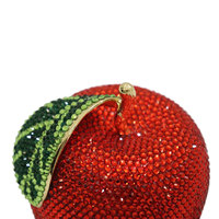 Luxe handtas met kristallen en strass steentjes, rode appelvormig, voor feestjes en bruiloften