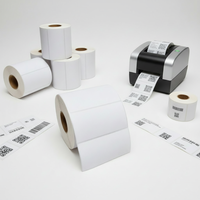 Rouleau d'autocollants personnalisables en papier synthétique thermique blanc, adhésifs thermosensibles, imperméables et résistants à l'huile pour promotion