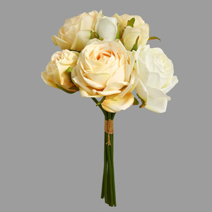 Fleur Artificielle 27cm, Décoration Simulée pour Salon, Ornement de Chambre, Composition Florale, Bouquet de Roses Romantiques à Bord Roulé - Product Image 6