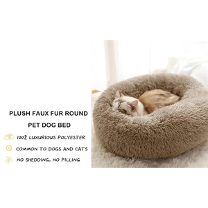 Kostenlose Musterlieferanten Neuartiges Rundes Langes Plüsch-Donut-Haustierbett Flauschiges Baumwoll-Braunes Beruhigendes Kleines Katzen- und Hundehäuschen - Product Image 3